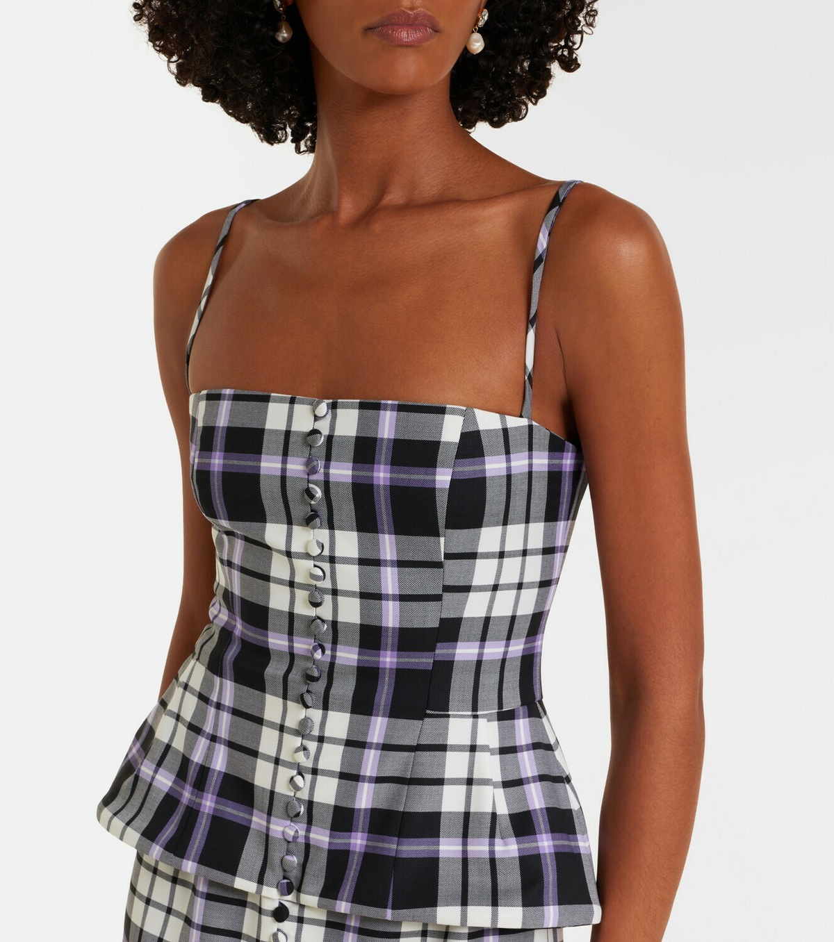 Carolina Herrera Checked trompe l’œil wool midi dress