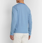 Armor Lux - Striped Slub Cotton and Linen-Blend T-Shirt - Blue