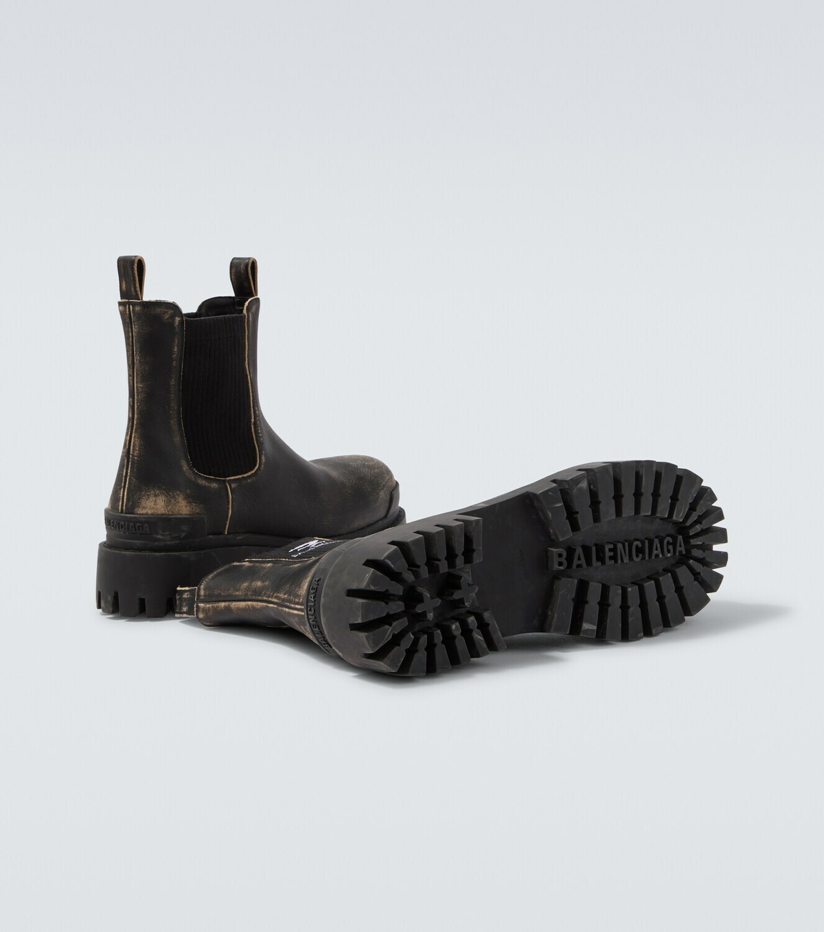 Balenciaga Strike distressed leather Chelsea boots