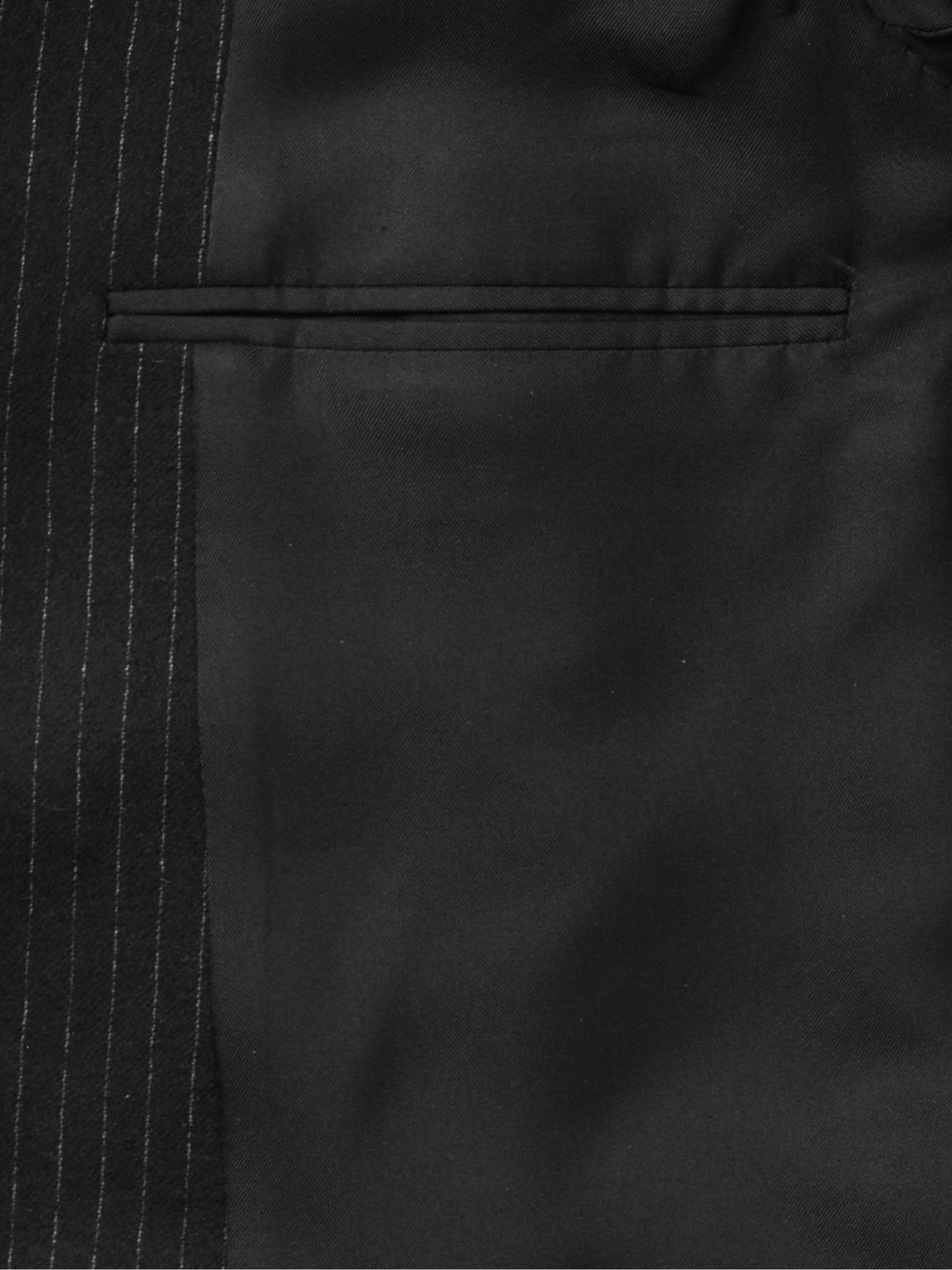 SAINT LAURENT - Double-Breasted Pinstriped Wool and Cotton-Blend ...