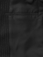SAINT LAURENT - Double-Breasted Pinstriped Wool and Cotton-Blend Flannel Blazer - Black