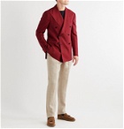 Giuliva Heritage - Stefano Double-Breasted Virgin Wool-Hopsack Blazer - Red