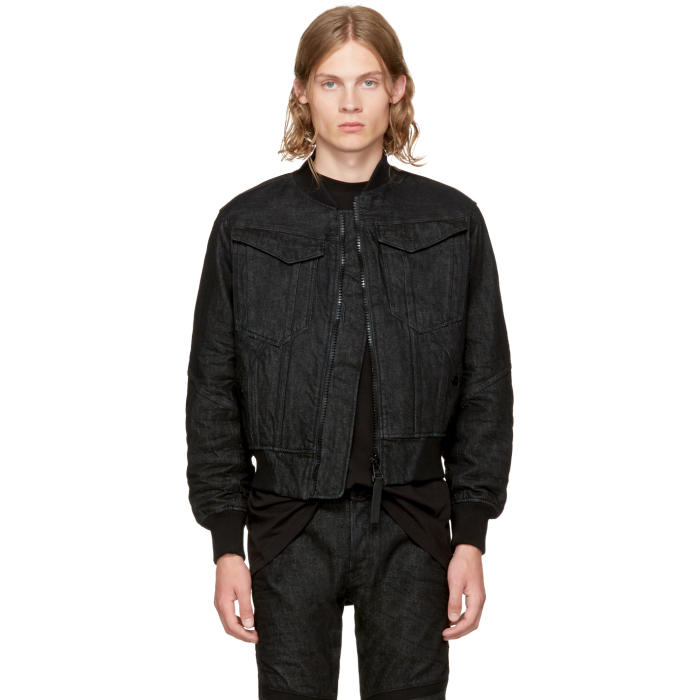 Photo: Raw Research Black Denim Deline Bomber Jacket 