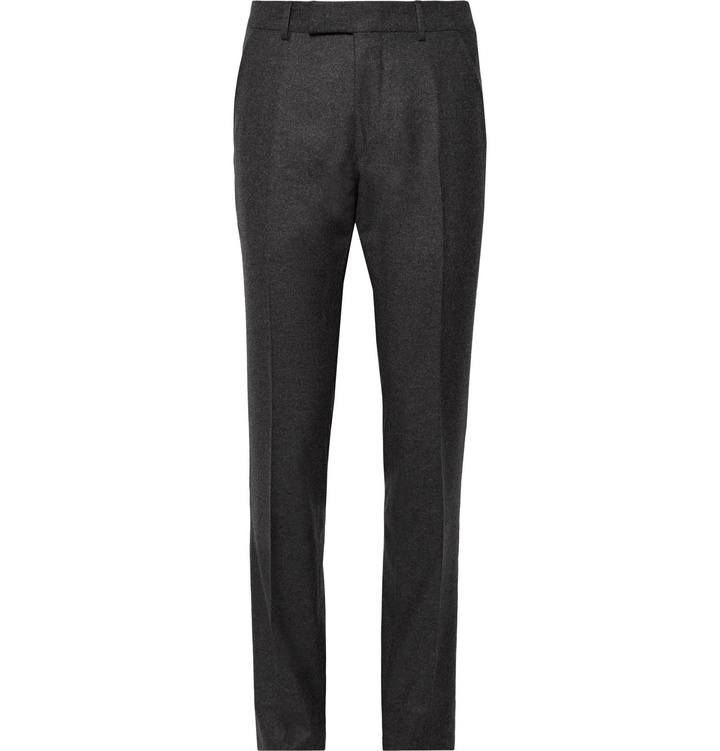 Photo: TOM FORD - Dark-Grey Shelton Slim-Fit Wool-Flannel Trousers - Gray