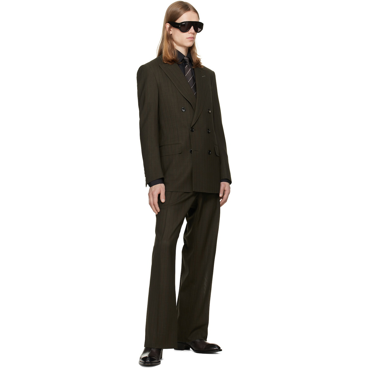 TOM FORD Brown Light Fresco Stripe Blazer