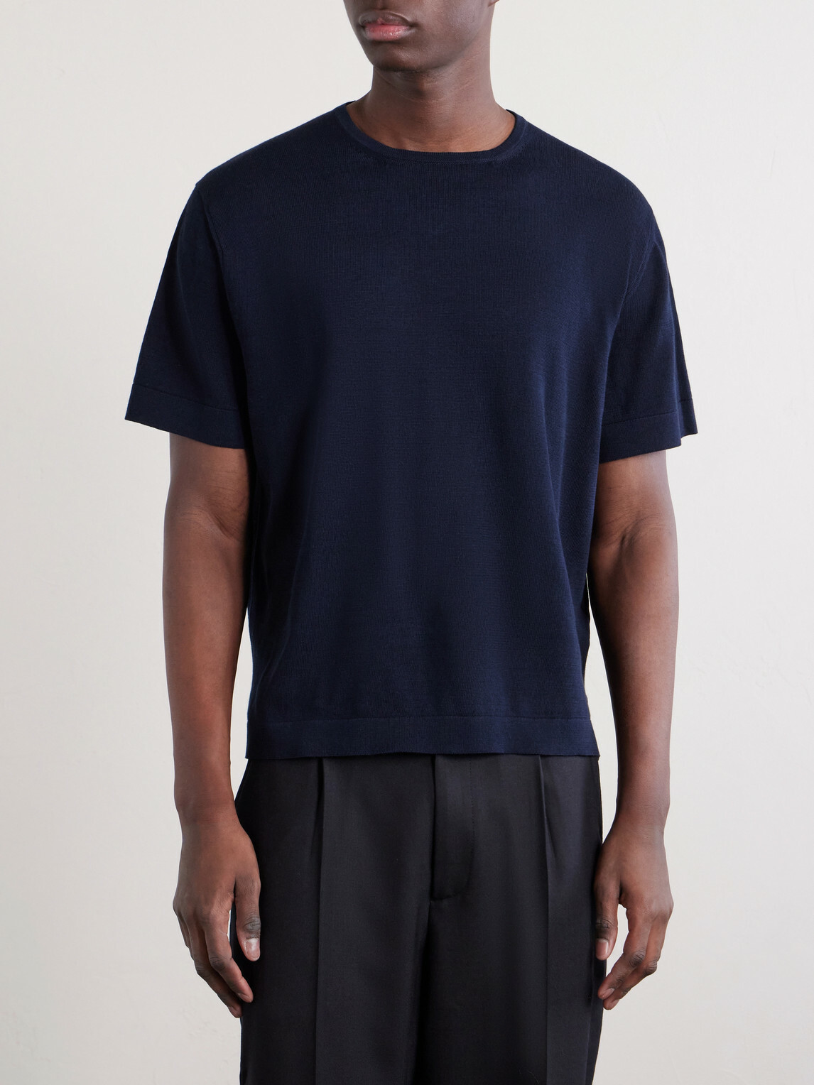 Stòffa - Knitted Cotton T-Shirt - Blue