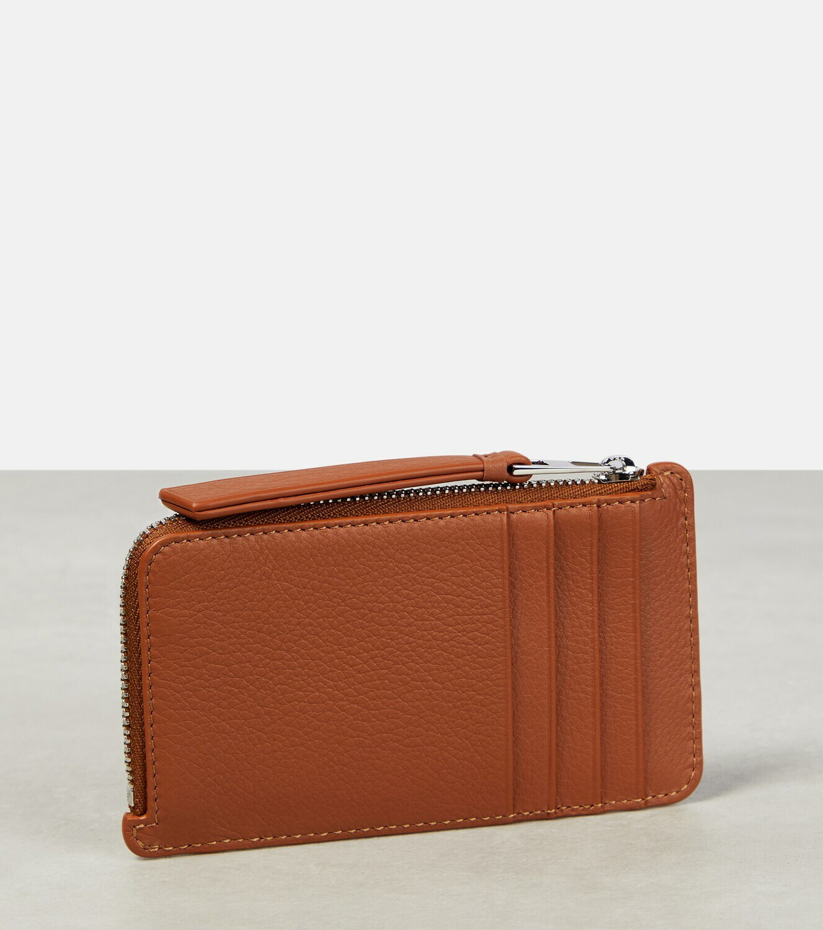 【Loewe】 Puzzle leather wallet Puzzle slim compact wallet in supple grained calfskin Brown