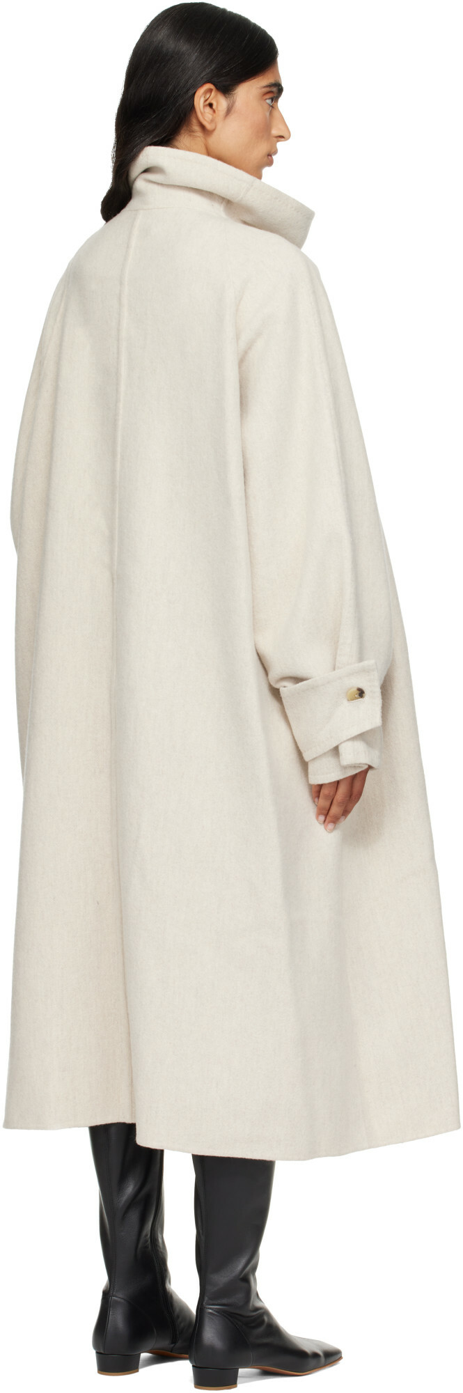 LE17SEPTEMBRE Beige Cowl Neck Handmade Long Coat