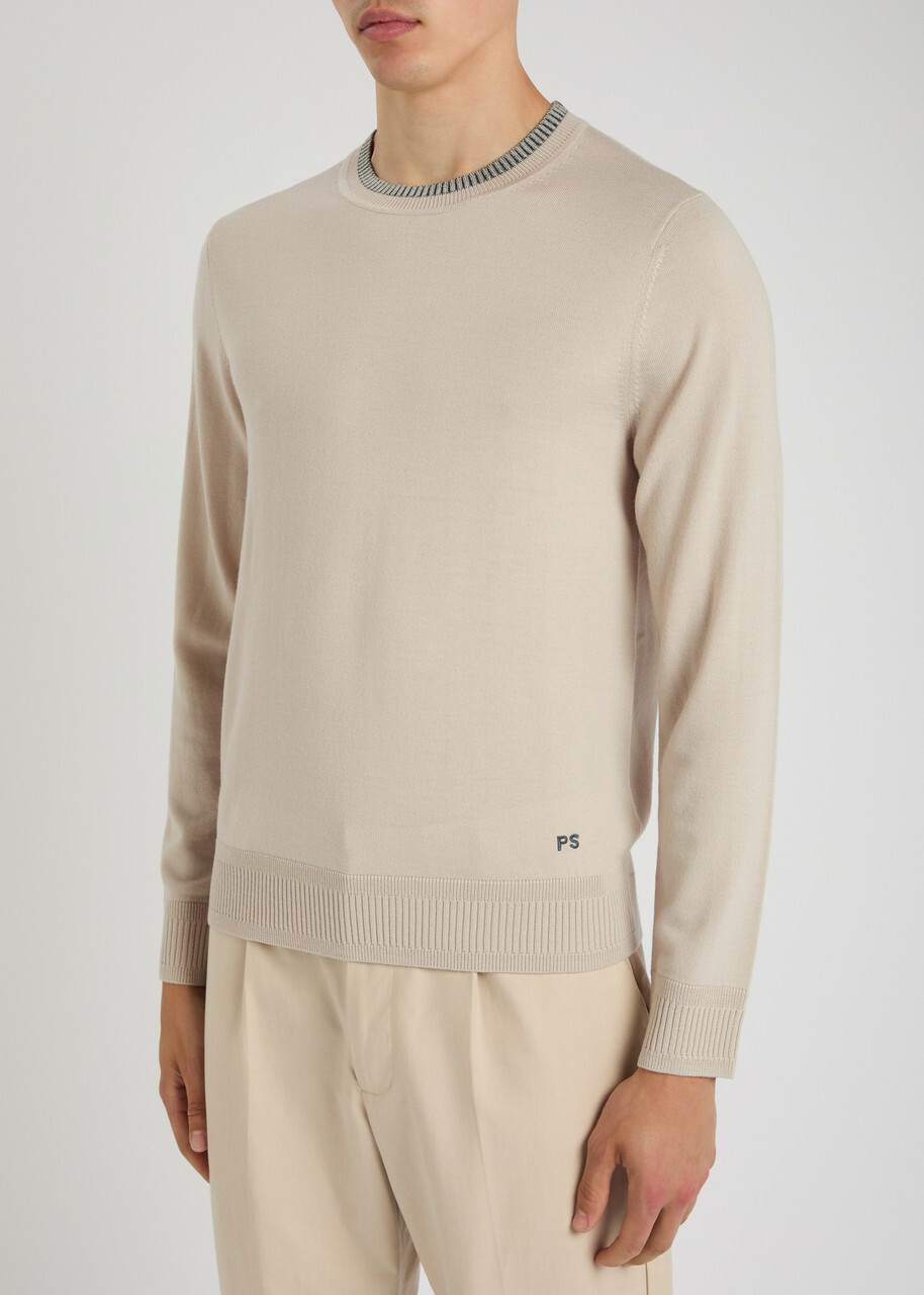 PS Paul Smith Logo-embroidered Wool Jumper Ecru