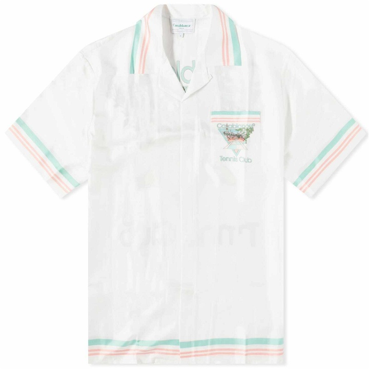 Photo: Casablanca Men's Tennis Club Short Sleeve Silk Shirt in White