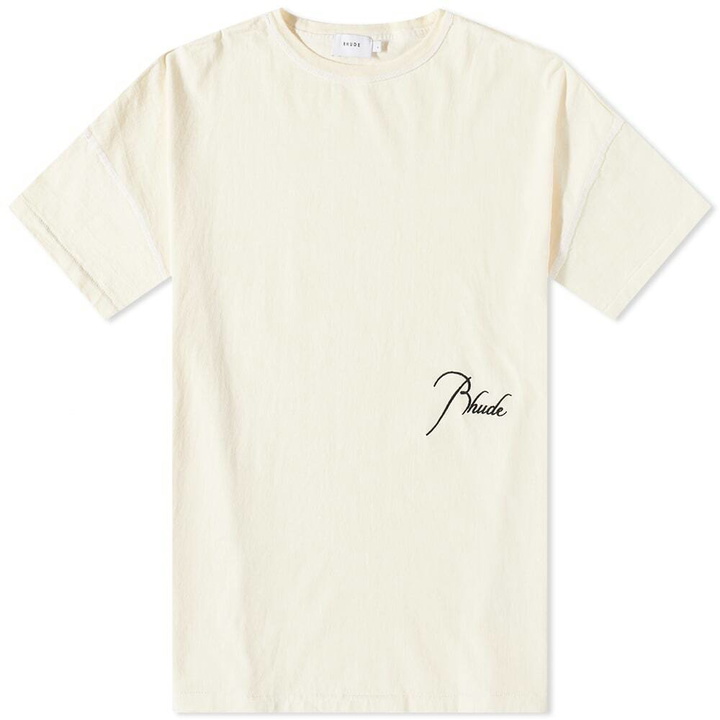 Photo: Rhude Men's Reverse Logo T-Shirt in Vtg White