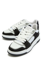 Cleens Lay Up Panelled Leather Sneakers Black And White