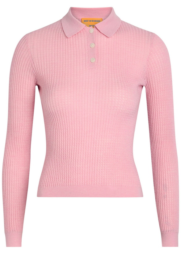 Photo: Guest In Residence Shrunken Cashmere Polo Shirt Pink