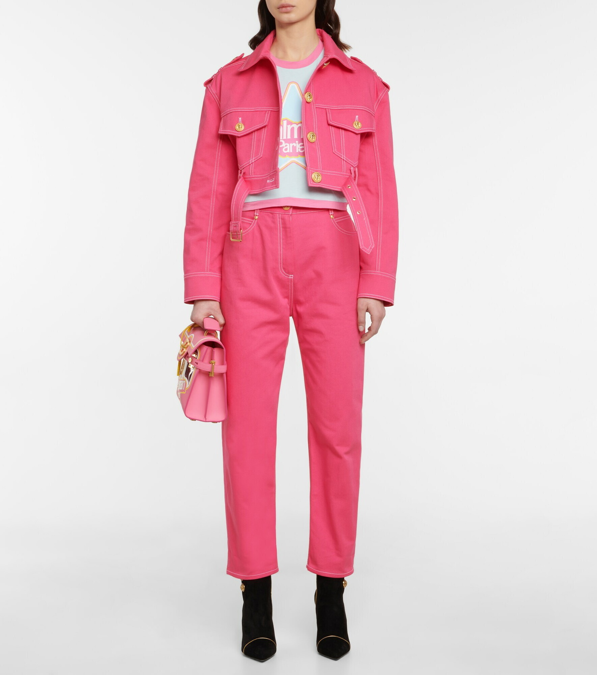 Balmain - x Barbie® cropped denim jacket Balmain