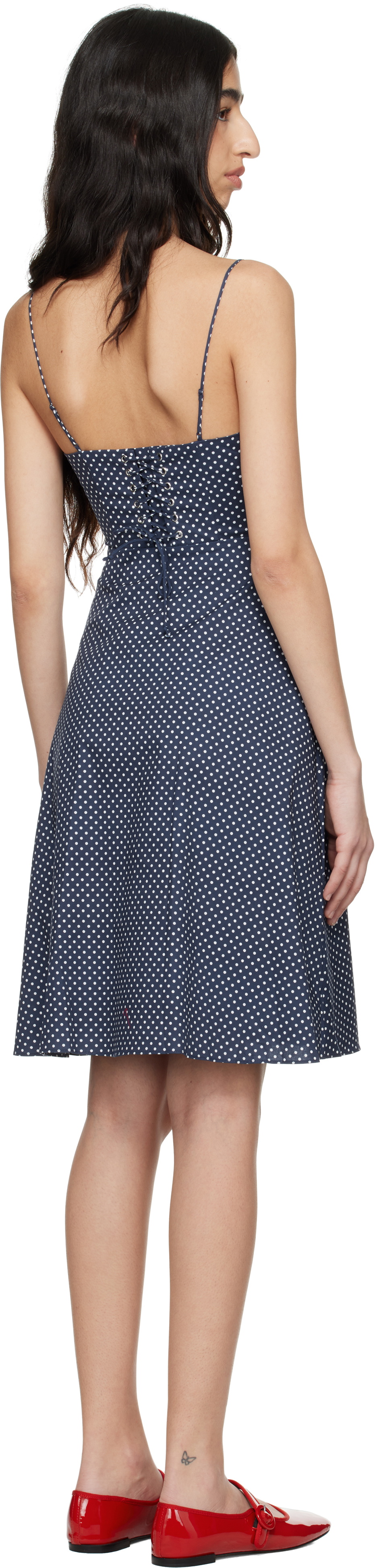 GUIZIO Navy Margaux Midi Dress