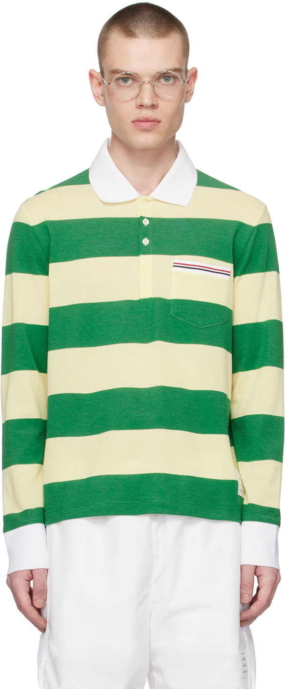 Thom Browne Green & Yellow Striped Polo Thom Browne