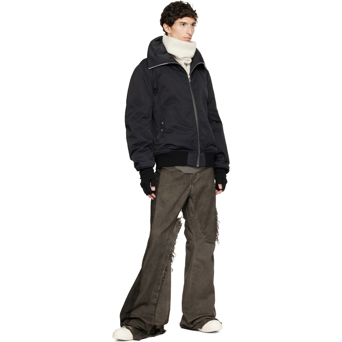 Rick Owens Black Tower Fingerless Gloves