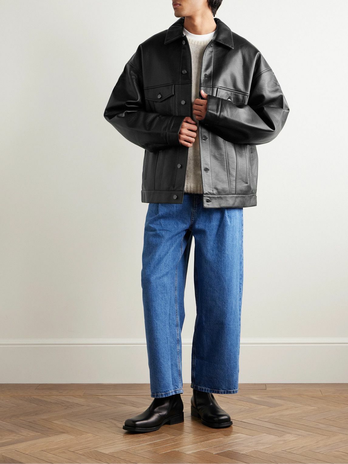 The Frankie Shop ライダースジャケット The Frankie Shop Gray Conan Faux-Leather Jacket The Frankie Shop
