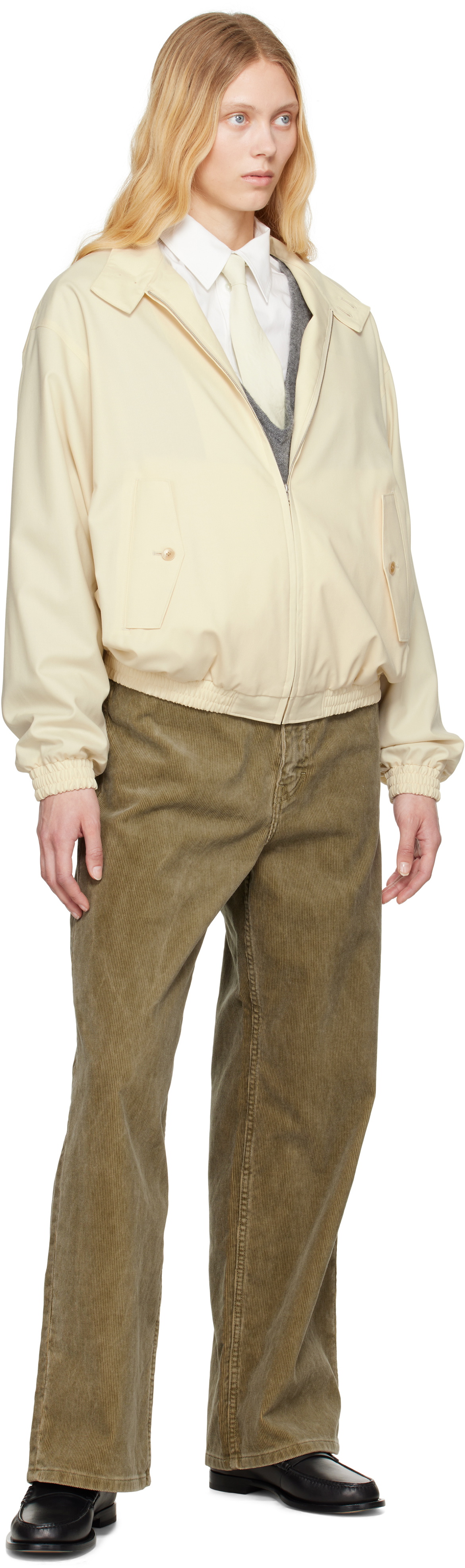 AURALEE Beige Super Fine Tropical Wool Zip Jacket