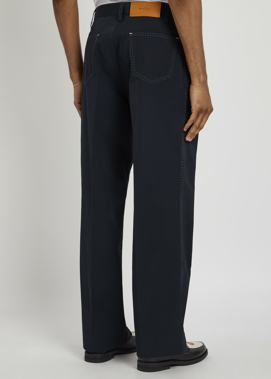 SECOND LAYER セカンドレイヤー　ANGEL TROUSER NAVY Second Layer Angel Embroidered Shell Trousers Navy Second/Layer