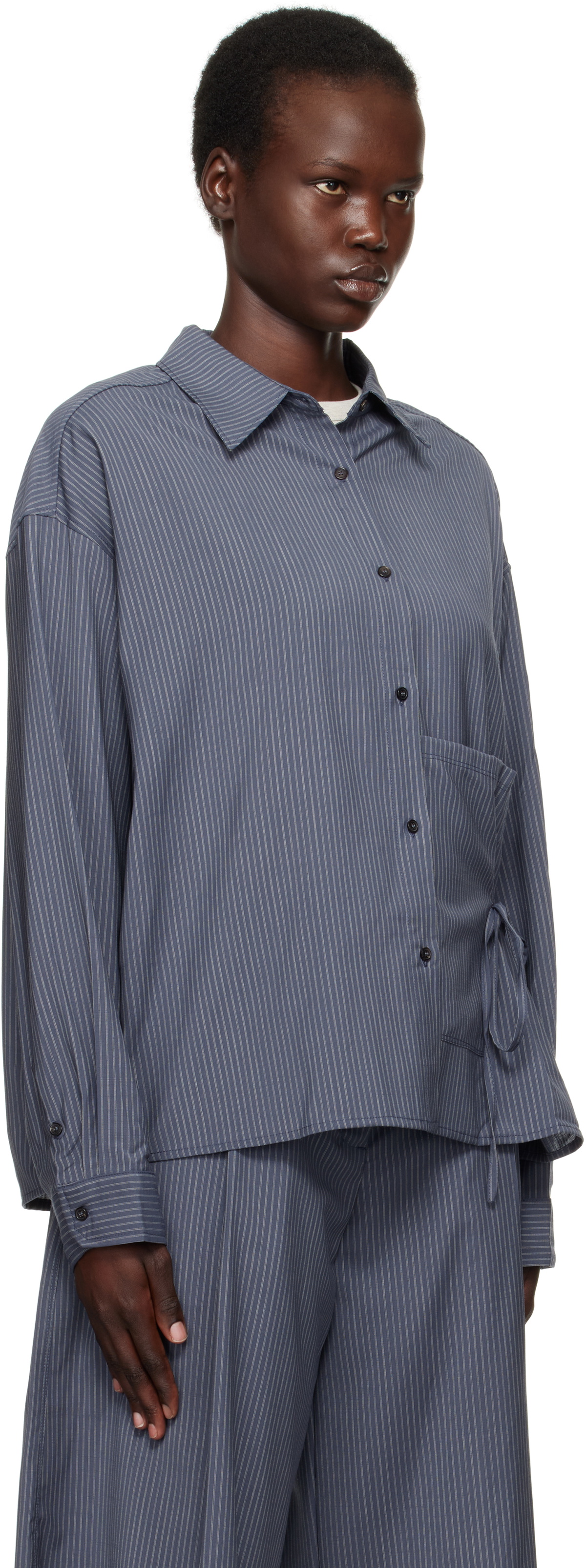 Deiji Studios Navy Pocket Wool Shirt