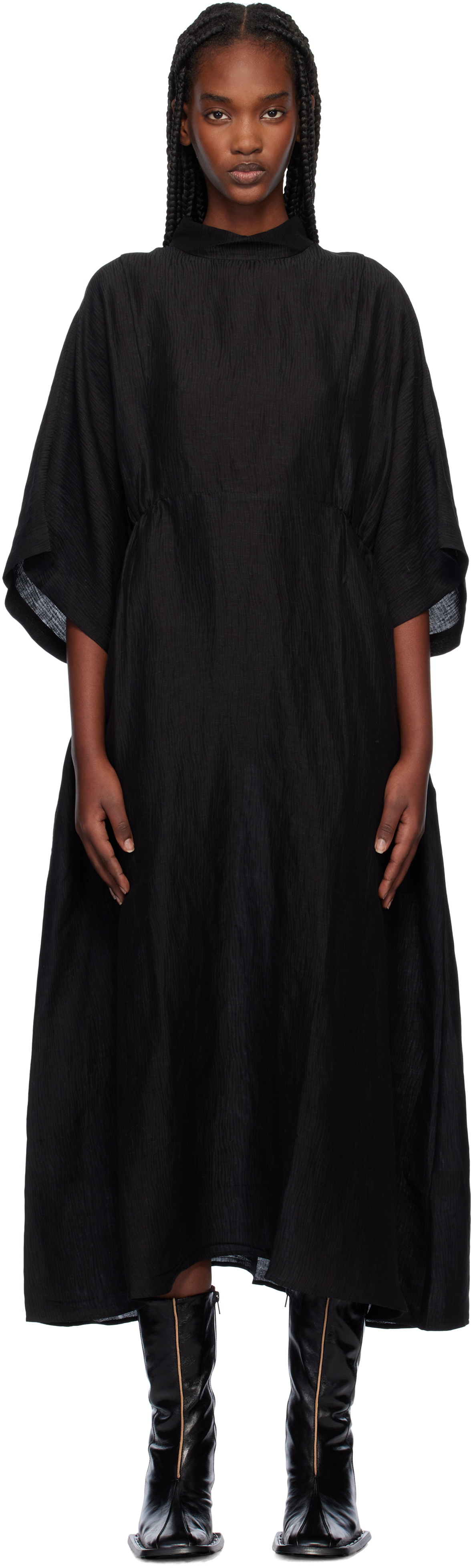 Henrik Vibskov Black Linen Blend Very Turtle Midi Dress Henrik Vibskov