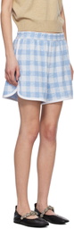 Anna Sui Blue & White Gingham Terry Shorts