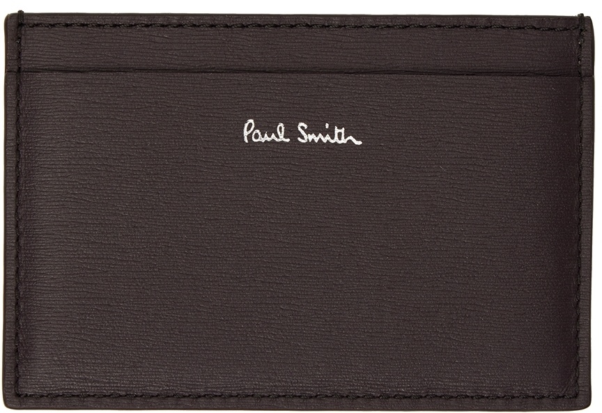 Paul Smith Burgundy & Green Leather Card Holder Paul Smith