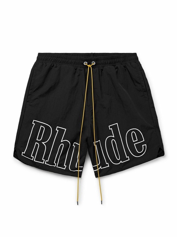 Photo: Rhude - Straight-Leg Logo-Print Nylon Drawstring Shorts - Black