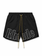 Rhude - Straight-Leg Logo-Print Nylon Drawstring Shorts - Black