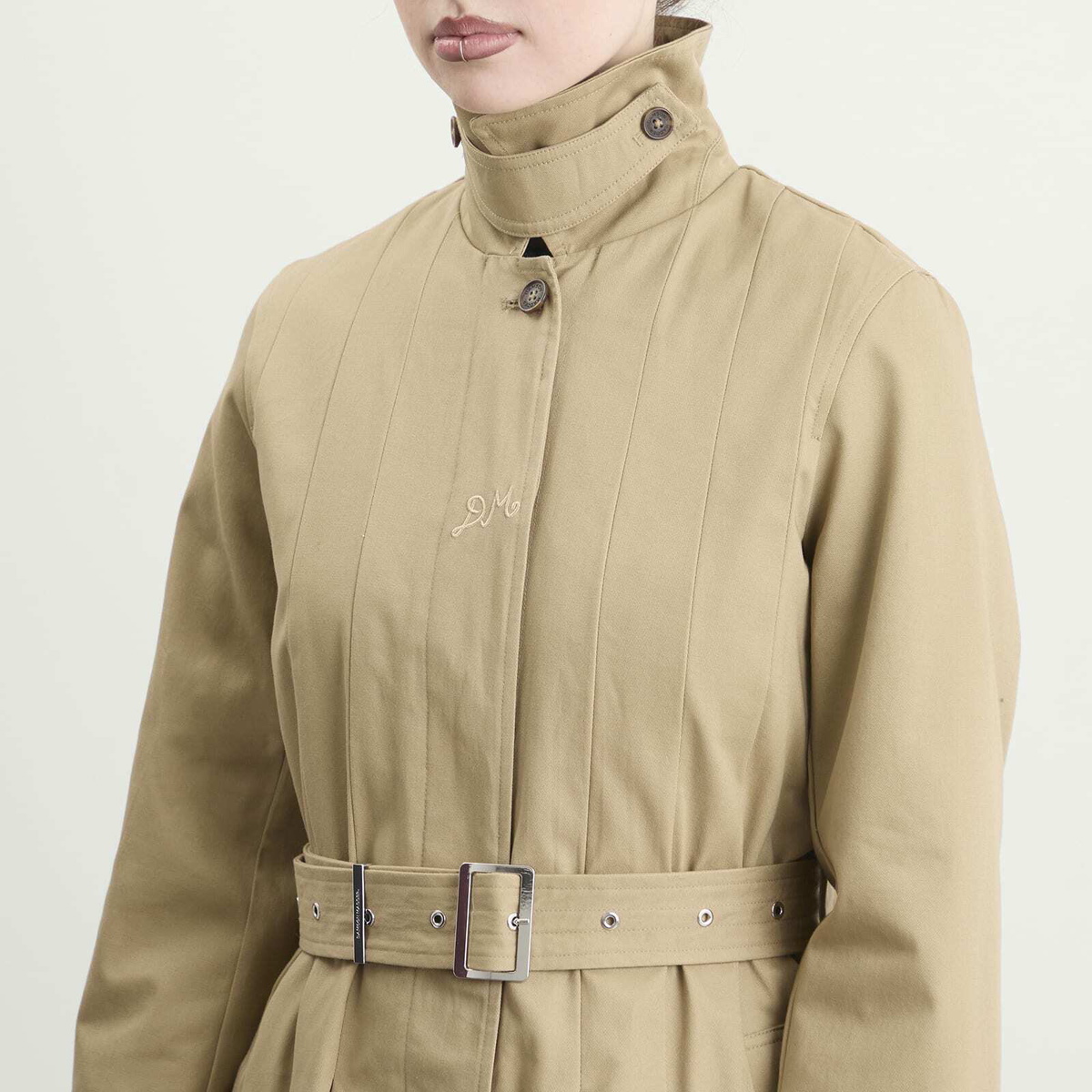 Damson Madder Women's Sofia Pleated Trench Coat in Stone
