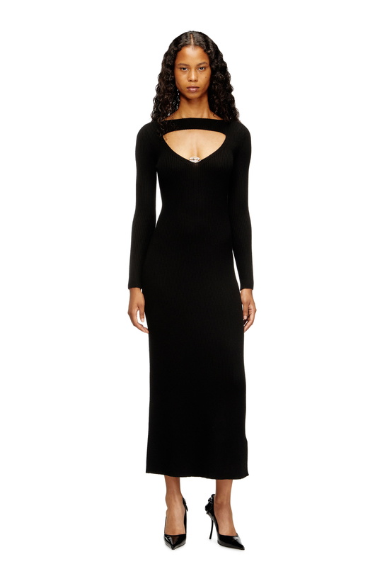Photo: Diesel Midi wool dress with inlay - Dresses Womens in Black