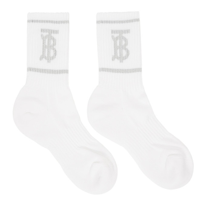 Photo: Burberry White Metallic Monogram Socks