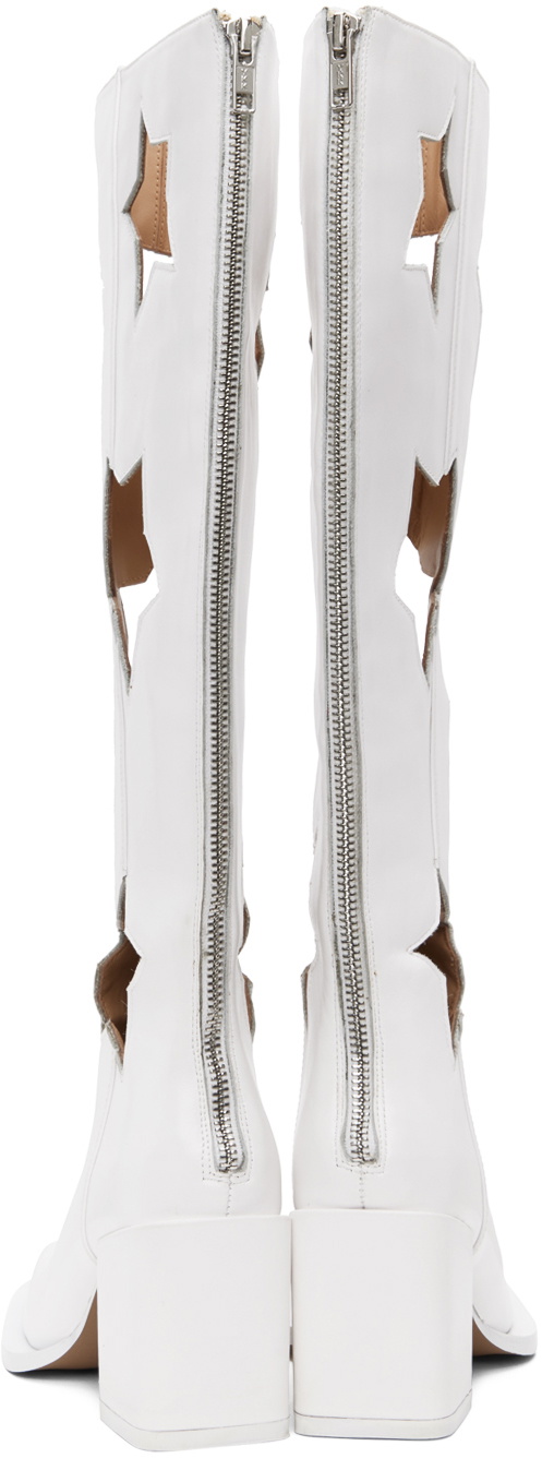 ANDREJ GRONAU SSENSE Exclusive White Star Cut Boots