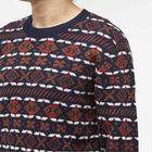 A.P.C. Men's John Fairisle Crew Neck Knit in Dark Navy