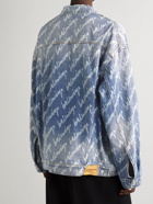 Balenciaga - Oversized Logo-Print Denim Jacket - Blue