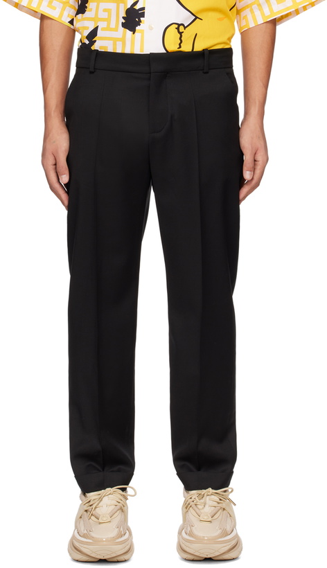 Photo: Balmain Black Straight-Leg Trousers