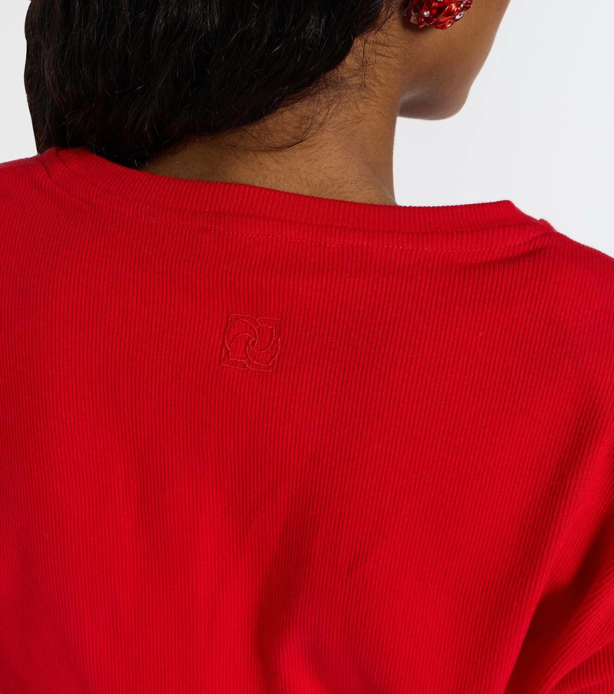 Magda Butrym Knotted cropped cotton-blend jersey T-shirt