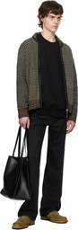 WOOYOUNGMI Black Crochet Straight Jeans