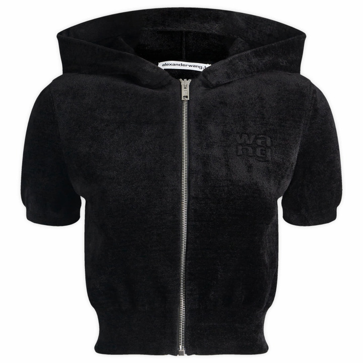 Photo: Alexander Wang Women's Short Sleeve Crop Logo Hoodie in Black