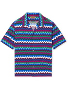 Missoni - Convertible-Collar Striped Woven Shirt - Purple