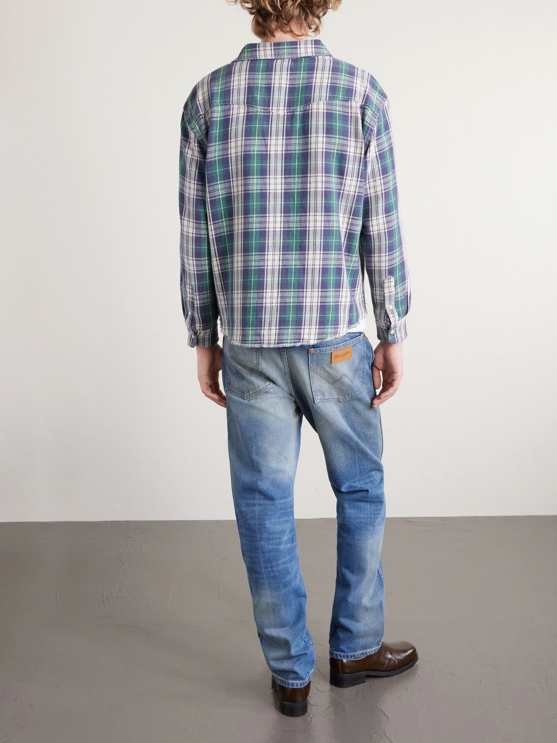 Cherry Los Angeles - Cropped Checked Cotton-Flannel Shirt - Green