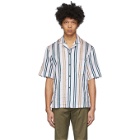 Acne Studios White and Yellow Striped Short Sleeve Shirt