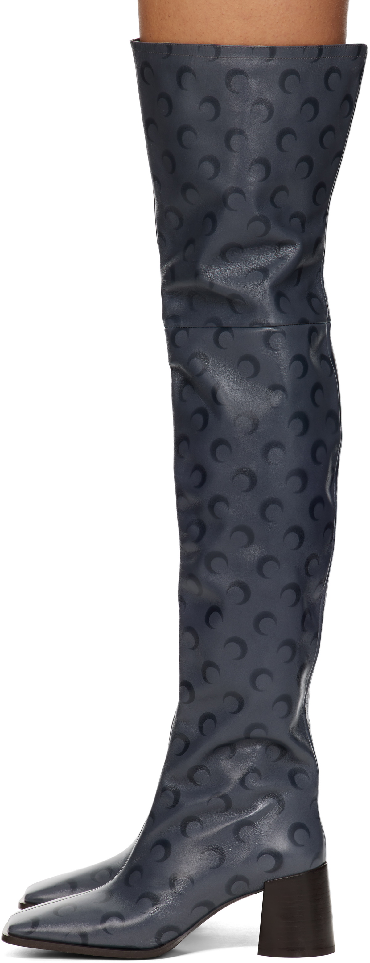 Marine Serre Gray Moon Airbrushed Leather Ms Block High Boots