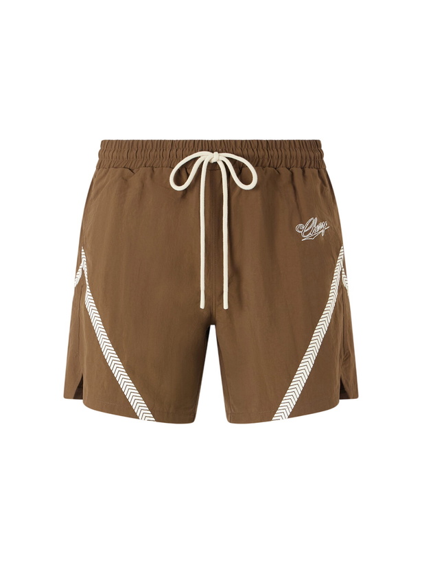 Photo: Cherry Los Angeles - Straight-Leg Logo-Print Woven Shorts - Brown