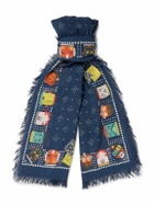 KAPITAL - Frayed Printed Cotton-Blend Gauze Scarf