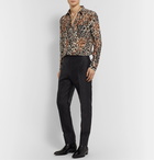 SAINT LAURENT - Black Slim-Fit Wool and Silk-Blend Jacquard Trousers - Black