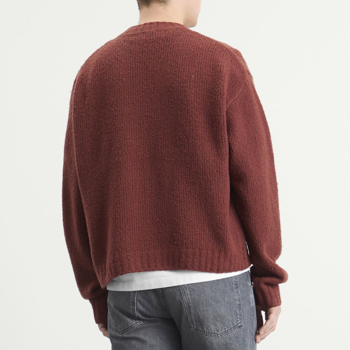 Bound Men's Cropped Wool Jumper in Brick
