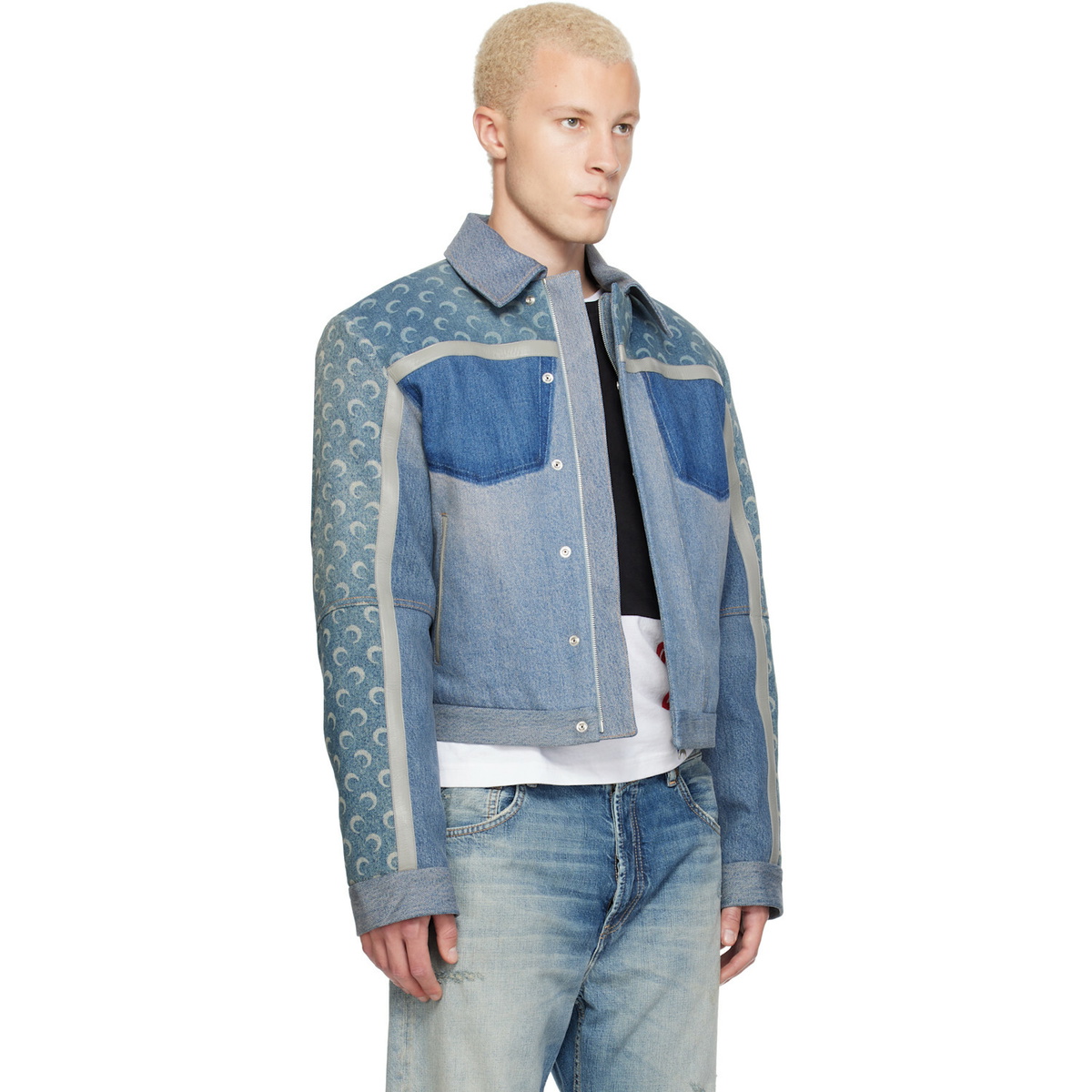 Marine Serre Blue Regenerated Boxy Denim Jacket