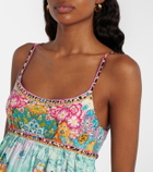 Camilla Gathered printed cotton minidress